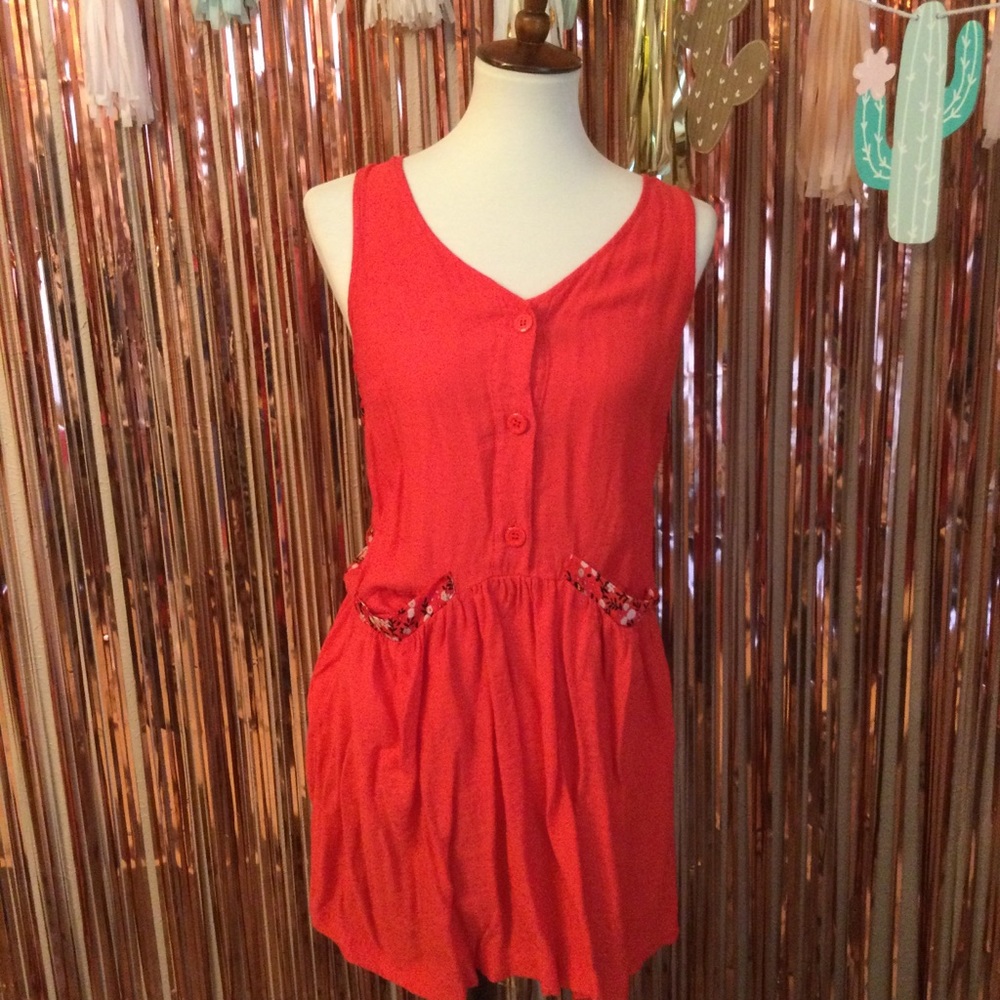 Red Flowers & Bees Dress